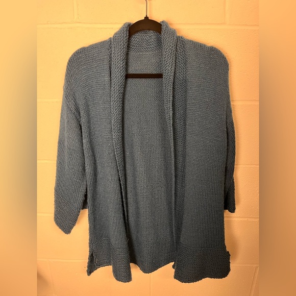 Women's Dark Turquoise Blue Hand Knit Sweater, Size XL - Picture 1 of 4